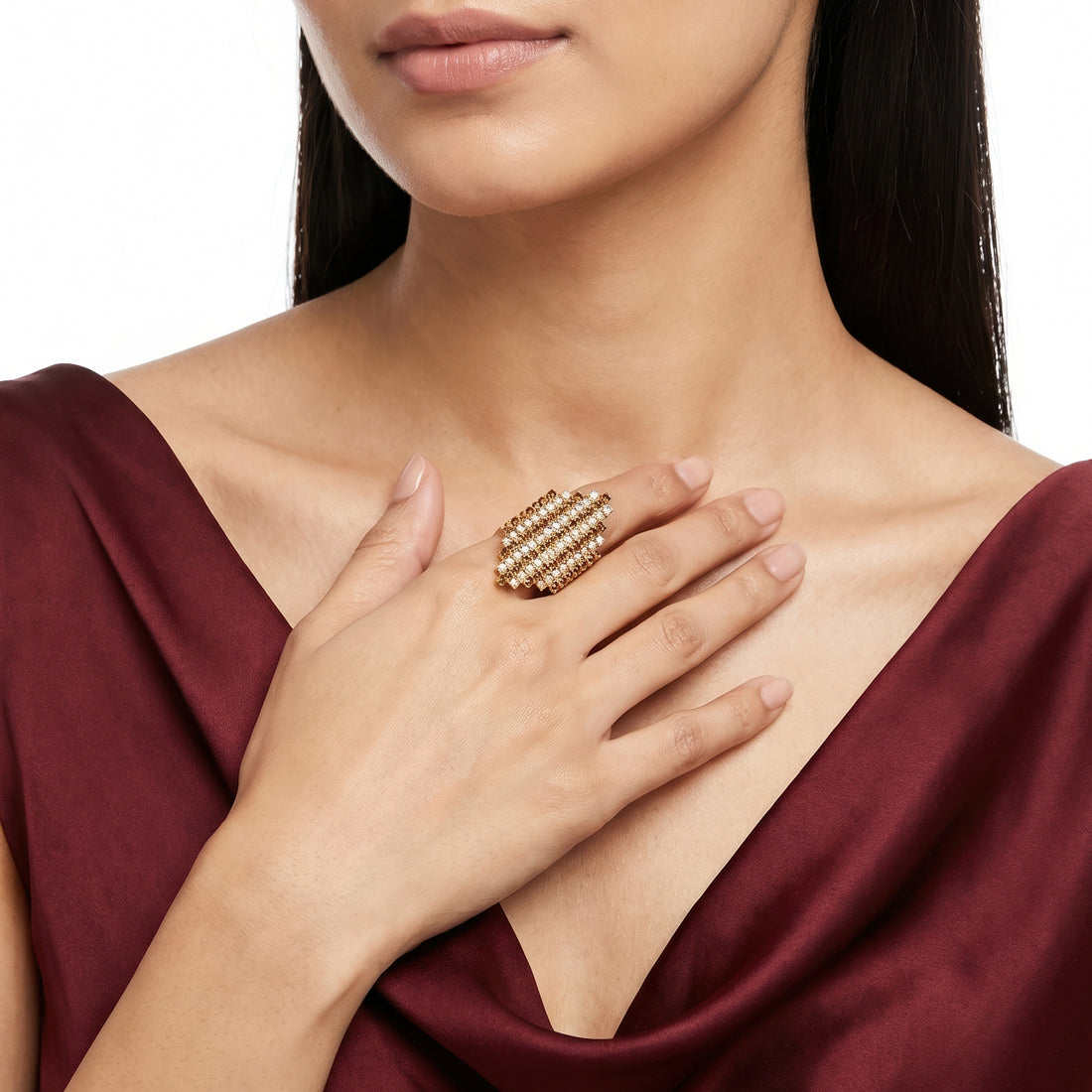 PRAO Ring Anti-Tarnish Diamond Shield Crystal (Adjustable Size)
