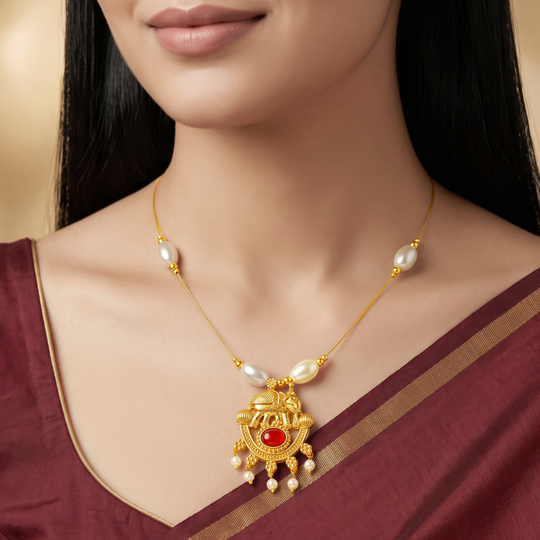 PRAO Necklace Anti-Tarnish Elephant Pendant Chain