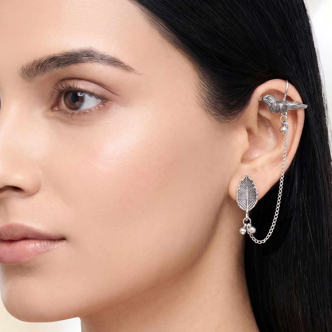 PRAO Earrings Anti-Tarnish Bird Ear Cuff Set