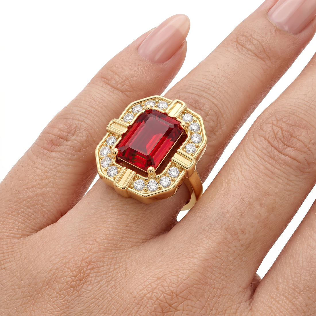 PRAO Ring Anti-Tarnish Red Halo Crystal (Adjustable Size)