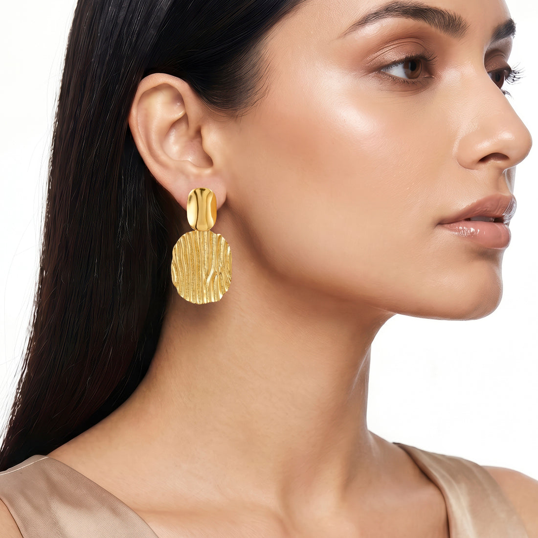PRAO Earrings Anti-Tarnish Oblong Organic Drop Statement