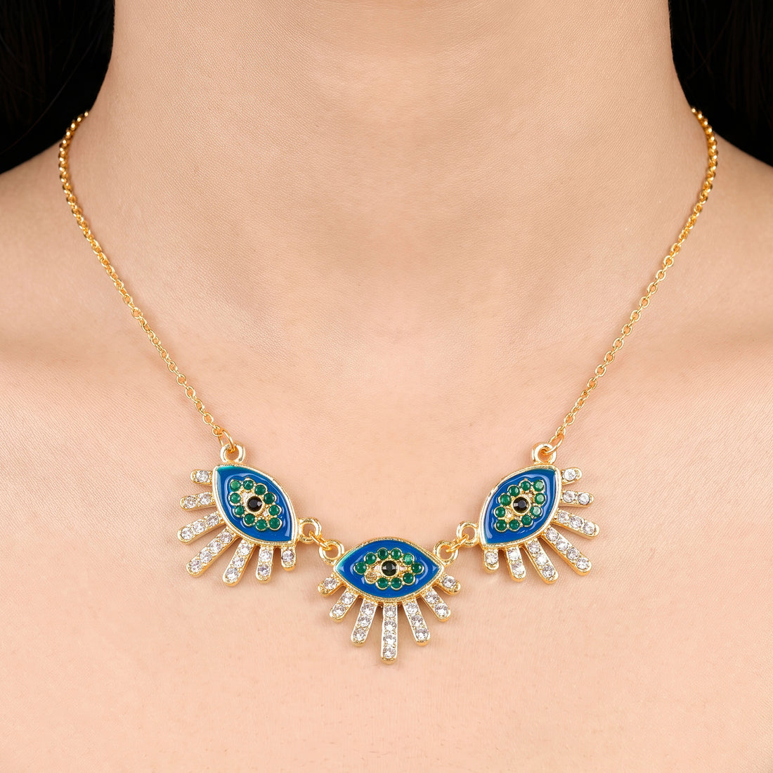 PRAO Necklace Anti-Tarnish Enamel Evil Eye Chain