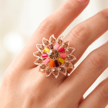PRAO Ring Anti-Tarnish Baguette Sunburst (Adjustable Size)