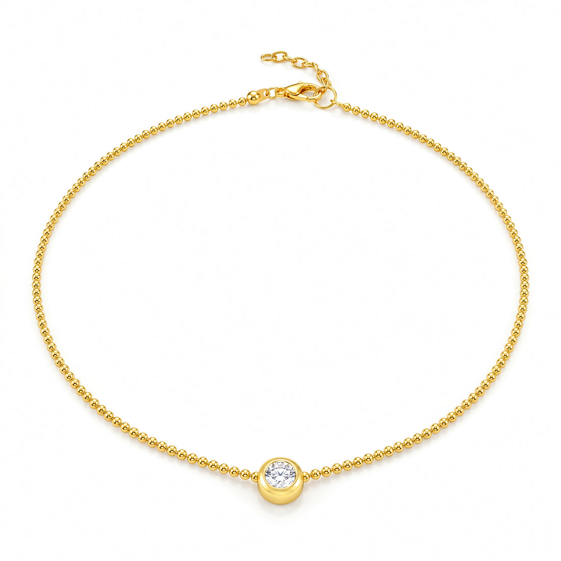 PRAO Necklace Anti-Tarnish Gold Plated Crystal Pendant