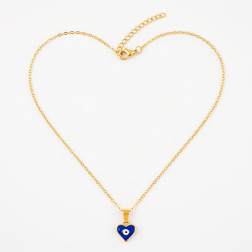 PRAO Necklace Anti-Tarnish Gold Plated Chain With Evil Eye Heart