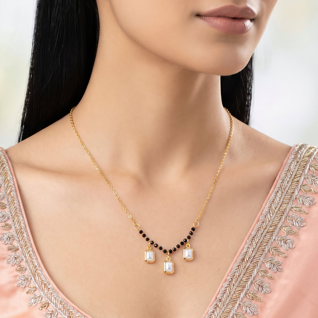 PRAO Necklace Anti-Tarnish Pearl Charm Chain