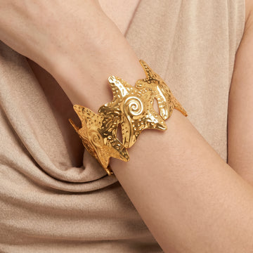 PRAO Bracelet Anti-Tarnish  Starfish Cuff Bangle (Adjustable Size)