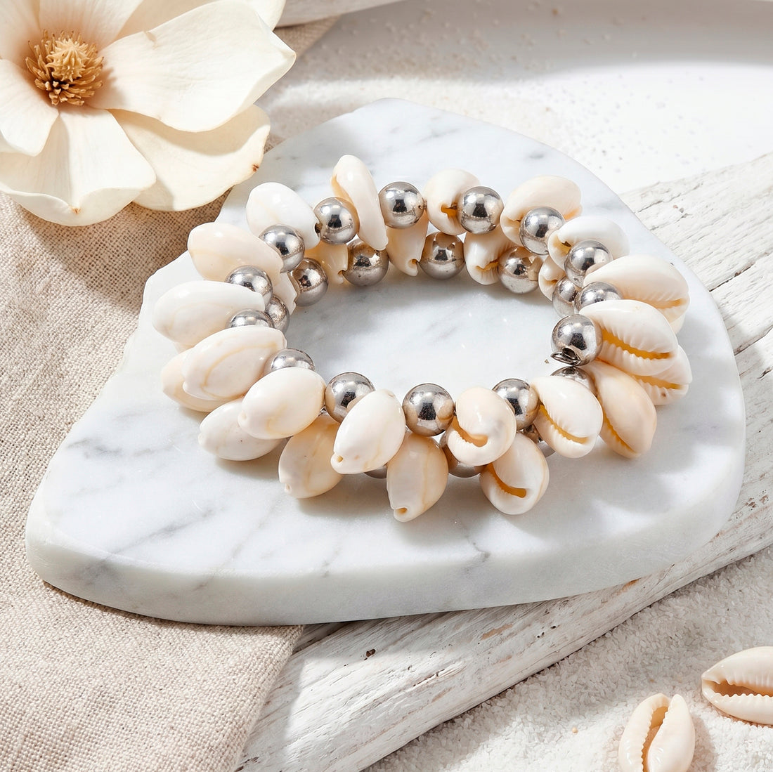 PRAO Bracelet Anti-Tarnish Cowrie Stretchable Spiral (Adjustable Size)