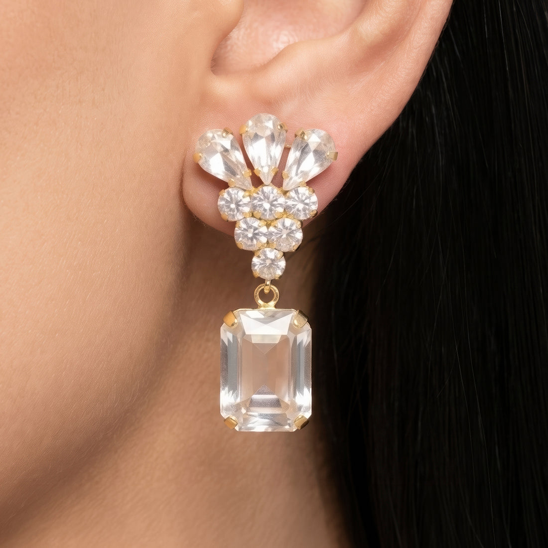 PRAO Earrings Anti-Tarnish Crystal Drop Dangles