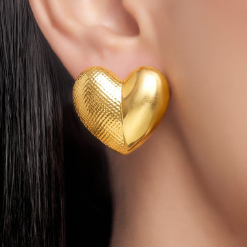 PRAO Earrings Anti-Tarnish Polished Heart