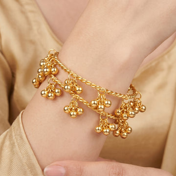 PRAO Bracelet Anti-Tarnish Twisted Bangles Ghungroos (Adjustable Size)