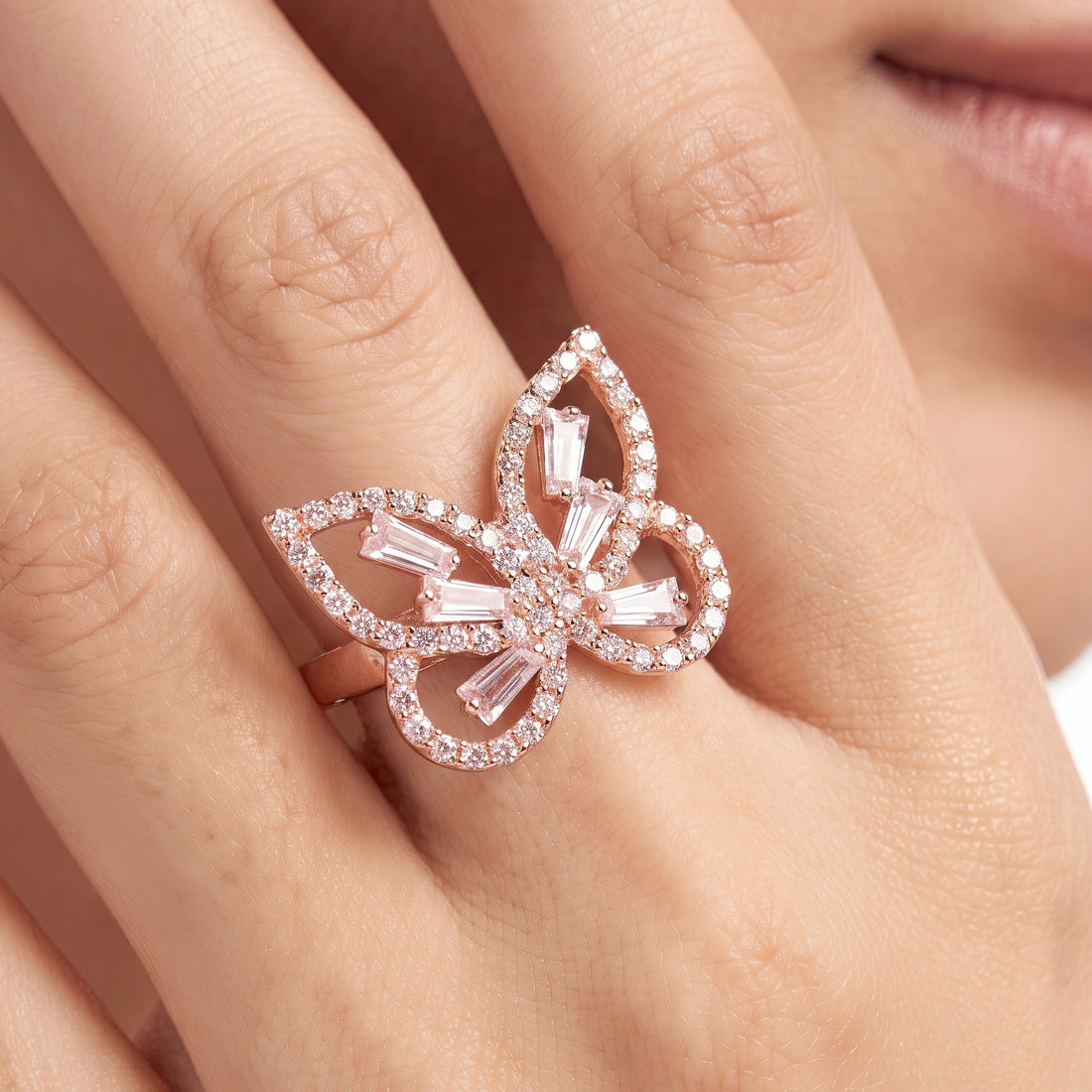 PRAO Ring Anti-Tarnish Crystal Butterfly (Adjustable Size)