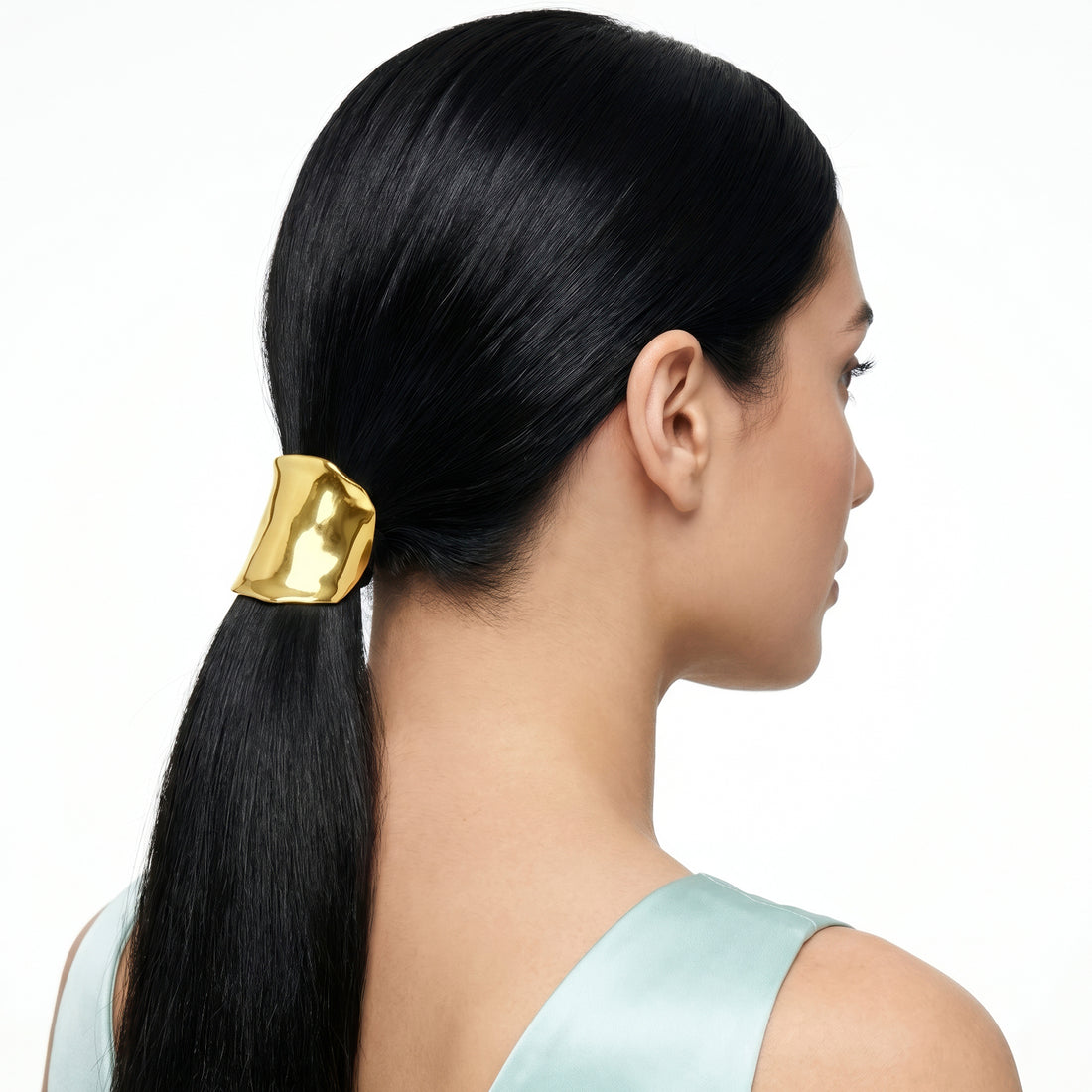 PRAO Hair Tie  Anti-Tarnish Hammered Metal  With Elastic Tie