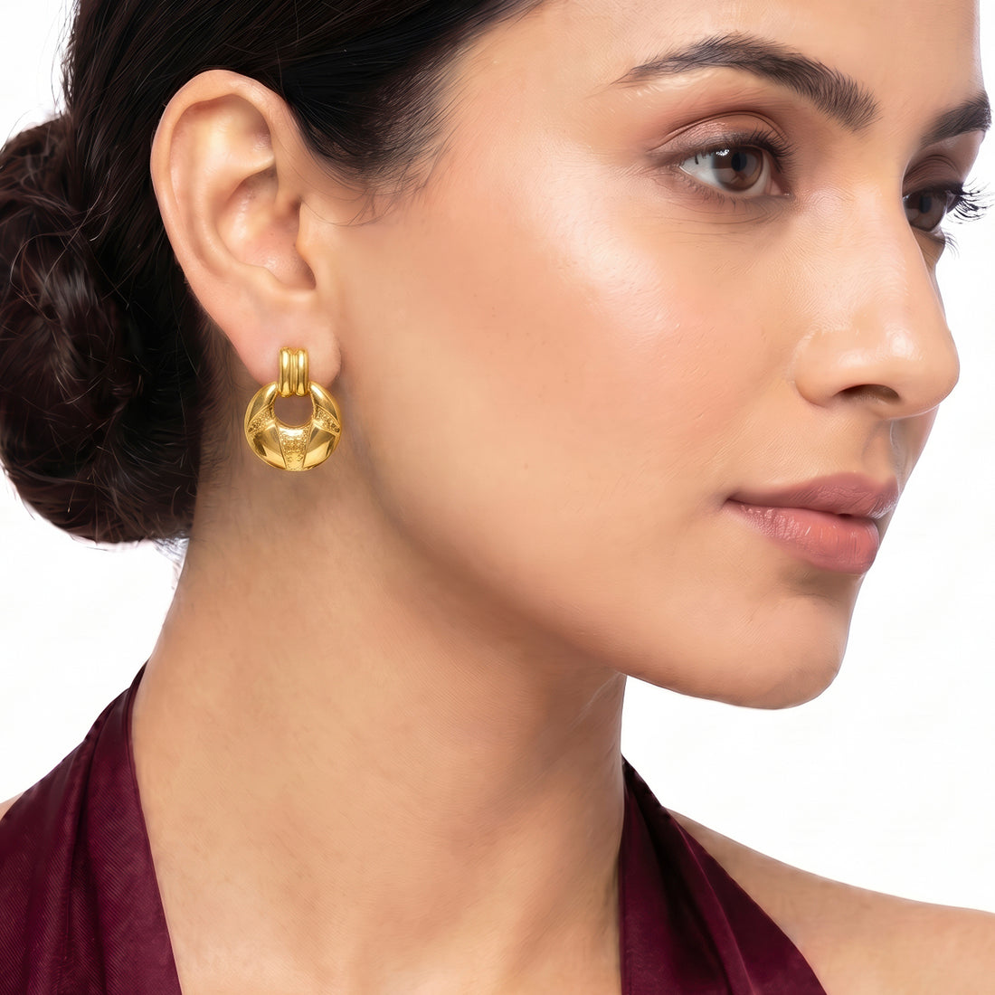 PRAO Earrings Anti-Tarnish Vintage Geometric Door-Knocker