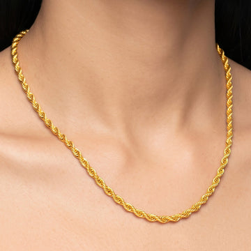 PRAO Necklace Anti-Tarnish Gold Plated Rope Chain