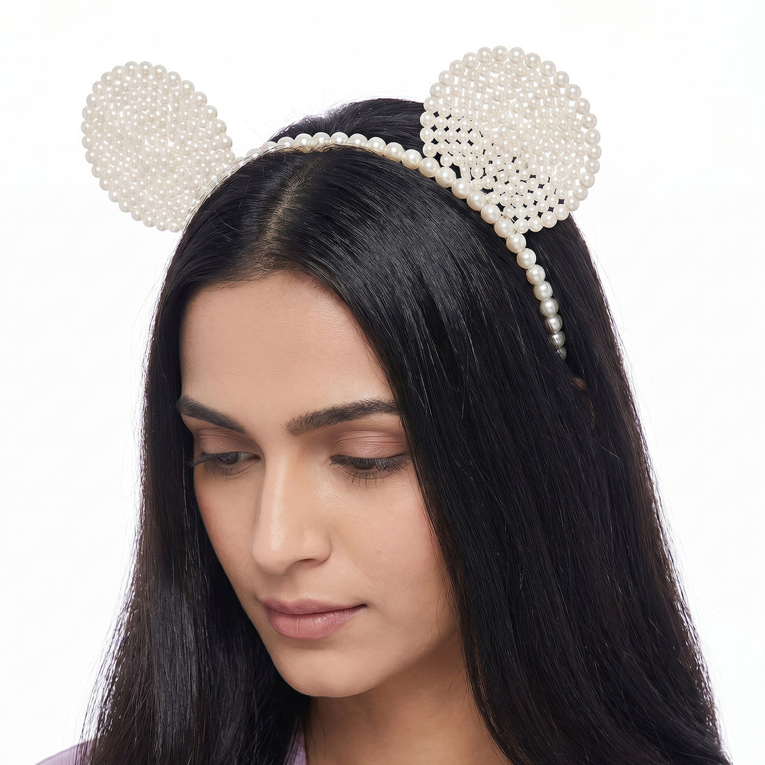 PRAO Hairband Anti-Tarnish White Pearl Mickey Mouse Ears