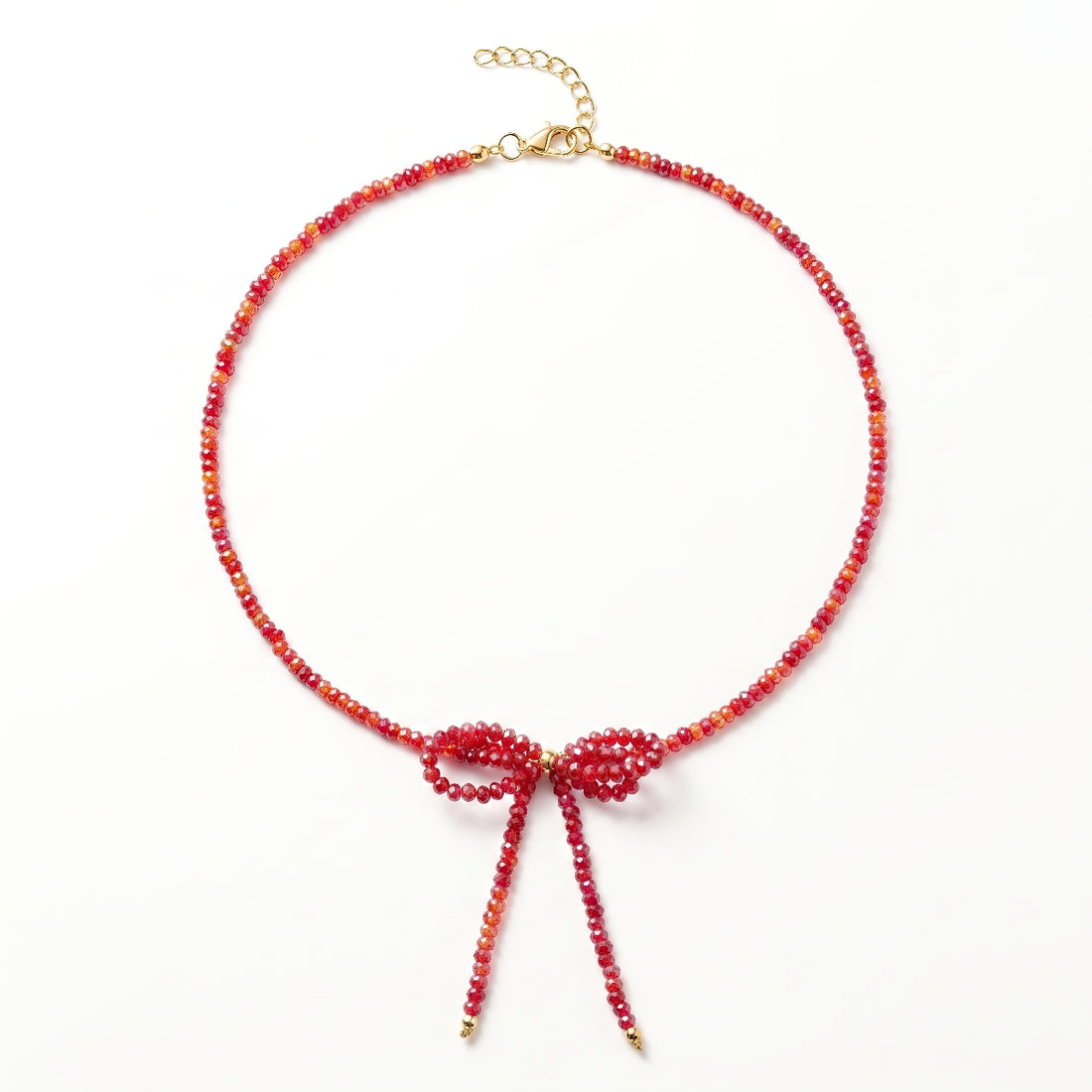 PRAO Necklace Anti-Tarnish Red Beaded Bow