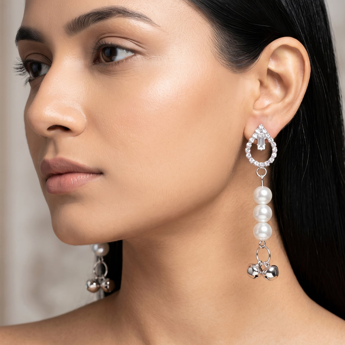 PRAO Earrings Anti-Tarnish Pearl Bell Dangles