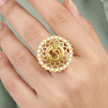PRAO Ring Anti-Tarnish Om Pearl (Adjustable Size)