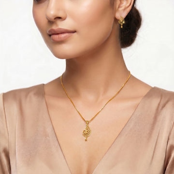 PRAO Necklace Anti-Tarnish Paisley Lattice Set With Earrings