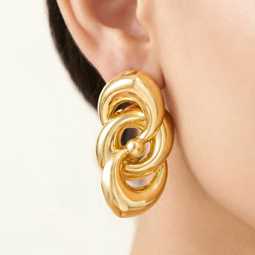 PRAO Earrings Anti-Tarnish Interlocking Multi-Loop Swirl