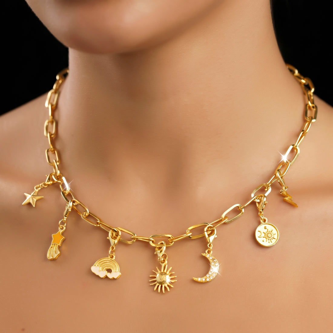 PRAO 7 SKY CHARMS SET✨ Super Saver COMBO✨Anti-Tarnish Necklace, Bracelet, Ring & Earrings (Complete DIY Set)