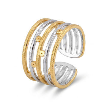 PRAO Ring Anti-Tarnish Multi-Band Charm Cuff (Adjustable Size)