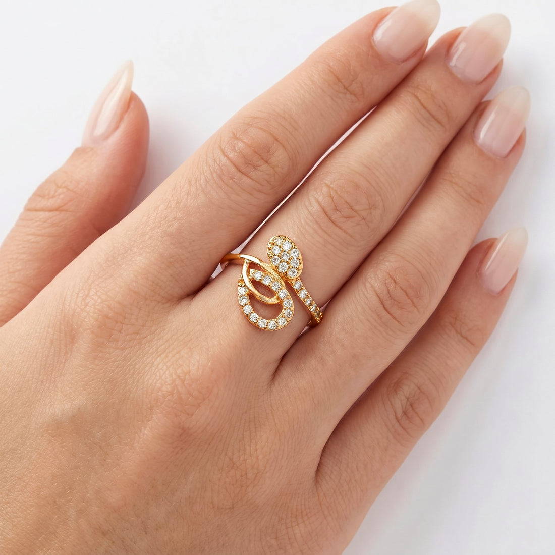 PRAO Ring Anti-Tarnish Swirling Snake Gemstone (Adjustable Size)