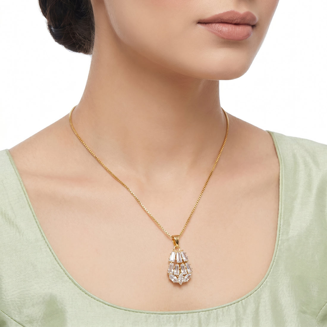 PRAO Necklace Anti-Tarnish Art Deco Crystal