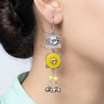 PRAO Earrings Anti-Tarnish Yellow Geometric Ghungroo