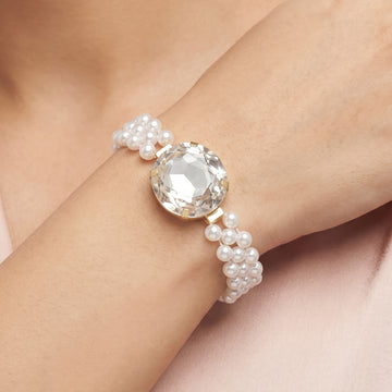 PRAO Bracelet Anti-Tarnish Crystal Pearl Woven (Adjustable Size)