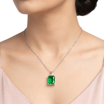 PRAO Necklace Anti-Tarnish Emerald-Cut Pendant