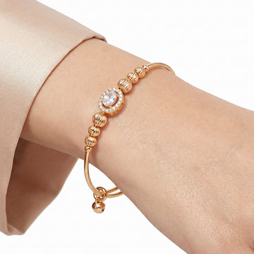 PRAO Bracelet Anti-Tarnish Textured Bead Expander Bangle (Adjustable Size)