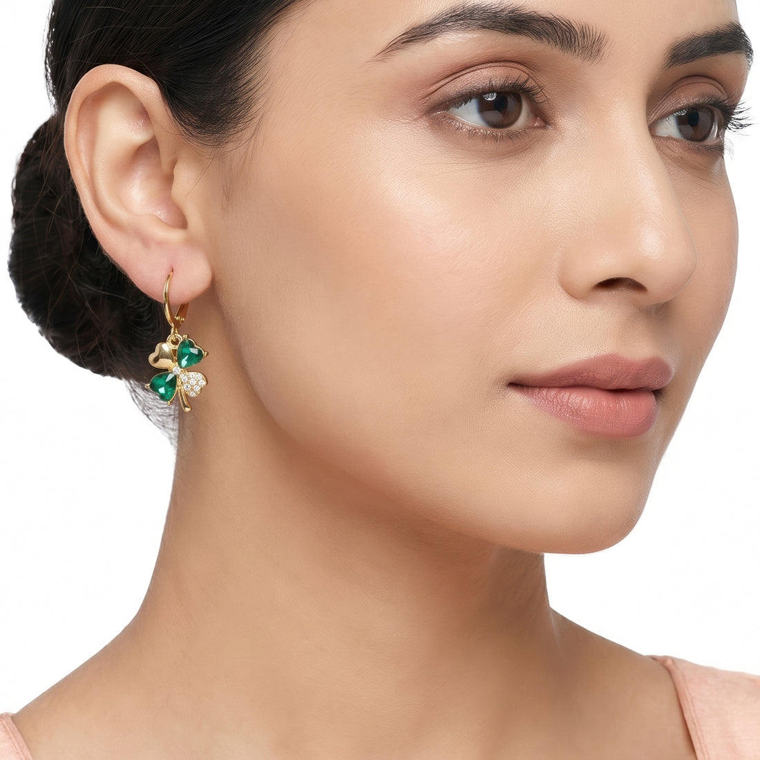 PRAO Earrings Anti-Tarnish Clover Huggies Charm