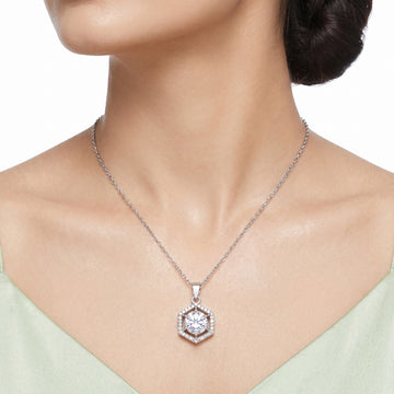 PRAO Necklace Anti-Tarnish Blue Gemstone Halo Pendant