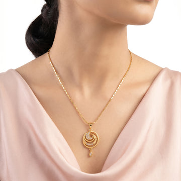 PRAO Necklace Anti-Tarnish Swirl Crystal Teardrop Pendant