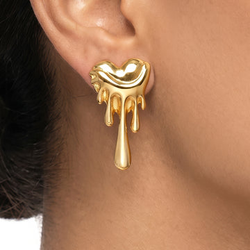 PRAO Earrings Anti-Tarnish Molten Heart Drop