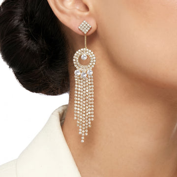 PRAO Earrings Anti-Tarnish Geometric Fringe Drop