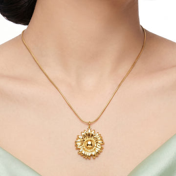 PRAO Necklace Anti-Tarnish Sunflower Pendant