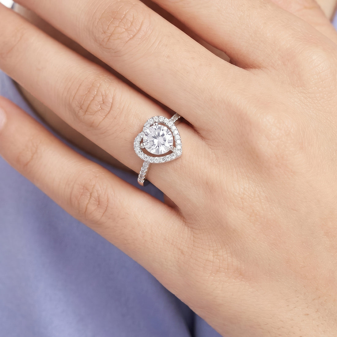 PRAO Ring Anti-Tarnish Heart Crystal (Adjustable Size)