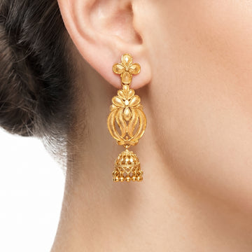 PRAO Earrings Anti-Tarnish Floral Jhumka Drop