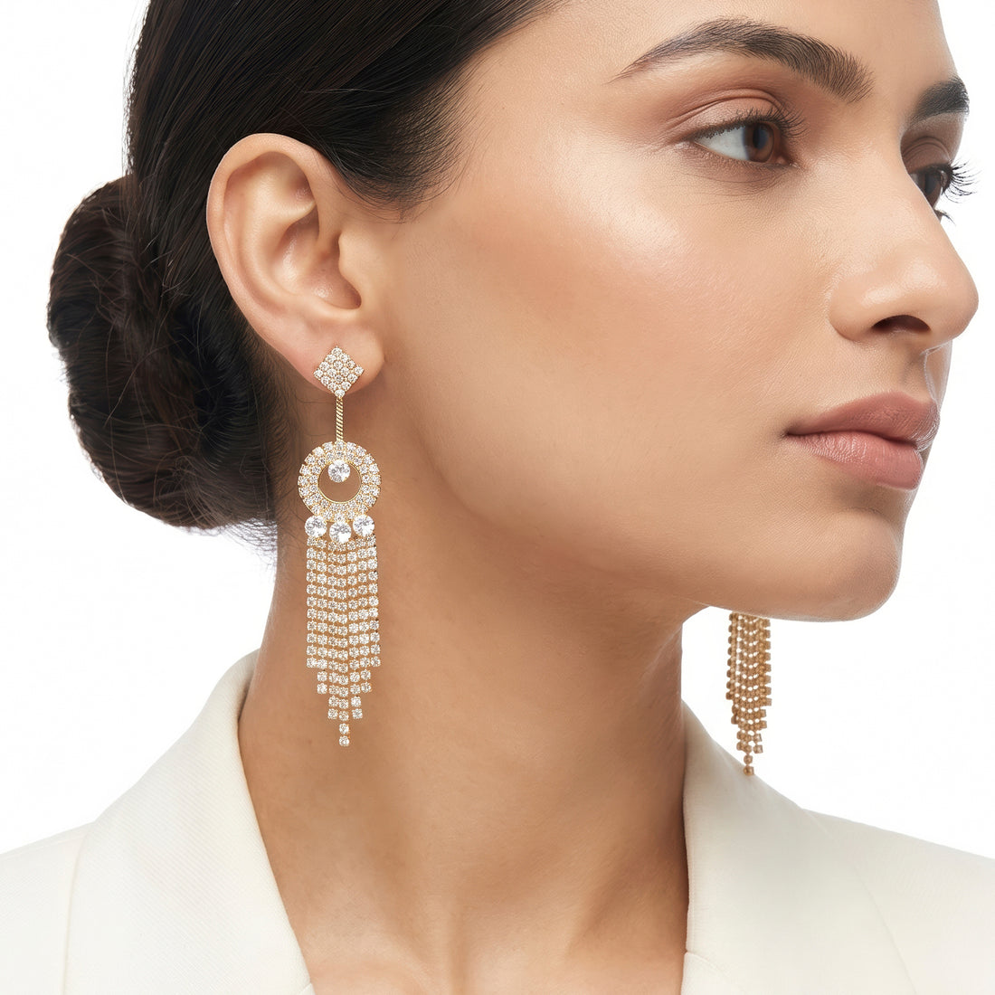 PRAO Earrings Anti-Tarnish Geometric Fringe Drop