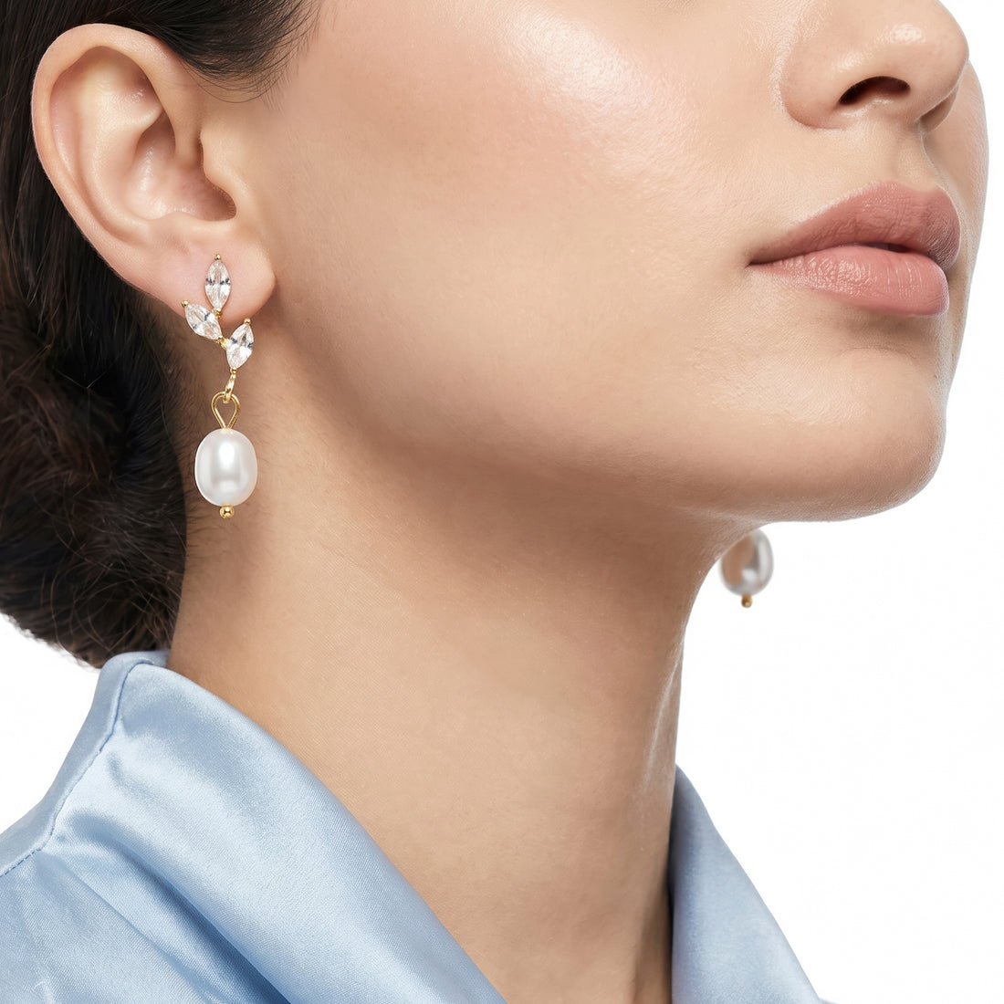 PRAO Earrings Anti-Tarnish Vine Crystal Pearl
