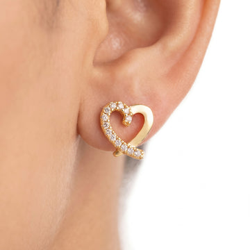 PRAO Earrings Anti-Tarnish Open Heart Studs