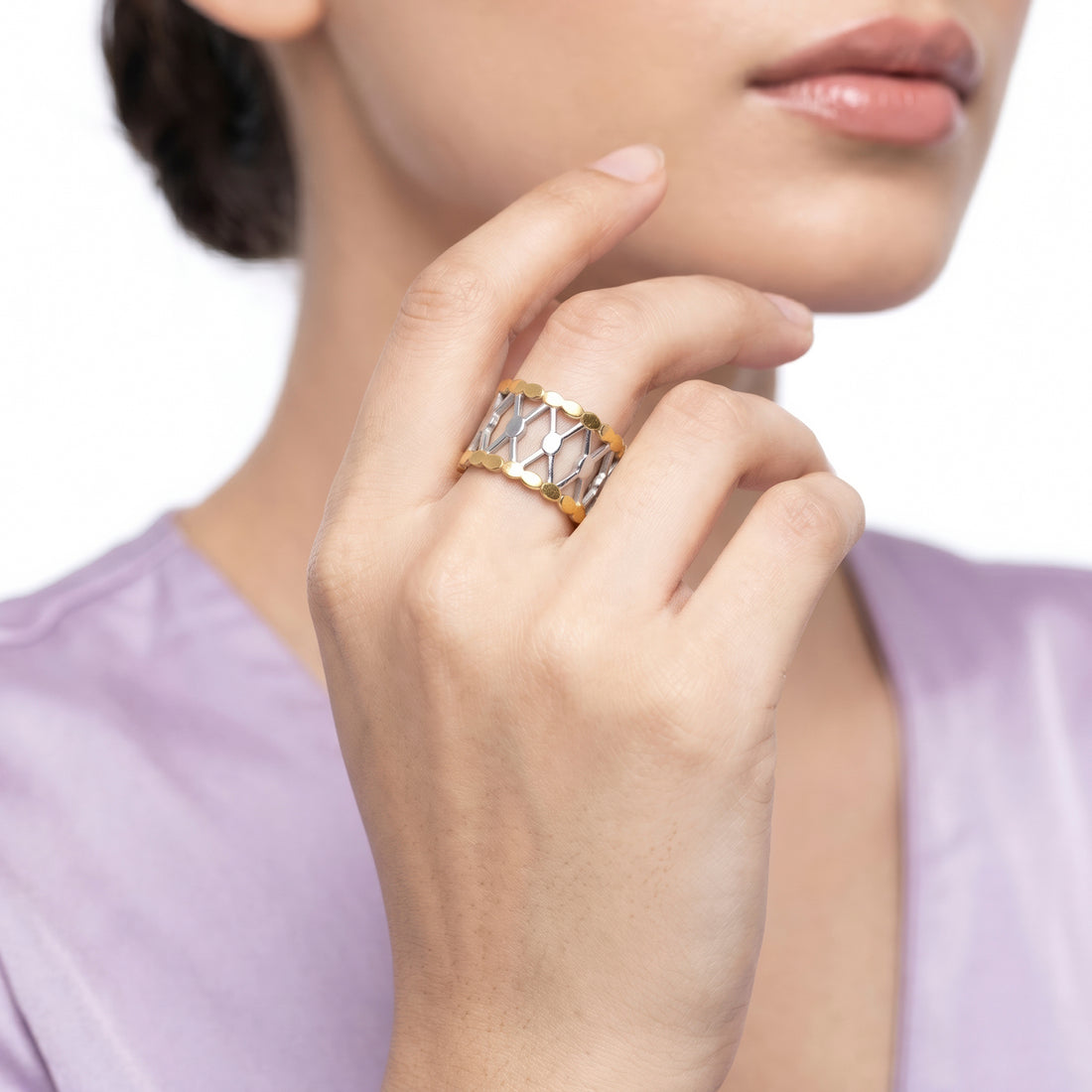 PRAO Ring Anti-Tarnish Lattice Work Statement (Adjustable Size)