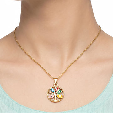 PRAO Necklace Anti-Tarnish Tree Of Life Evil Eye