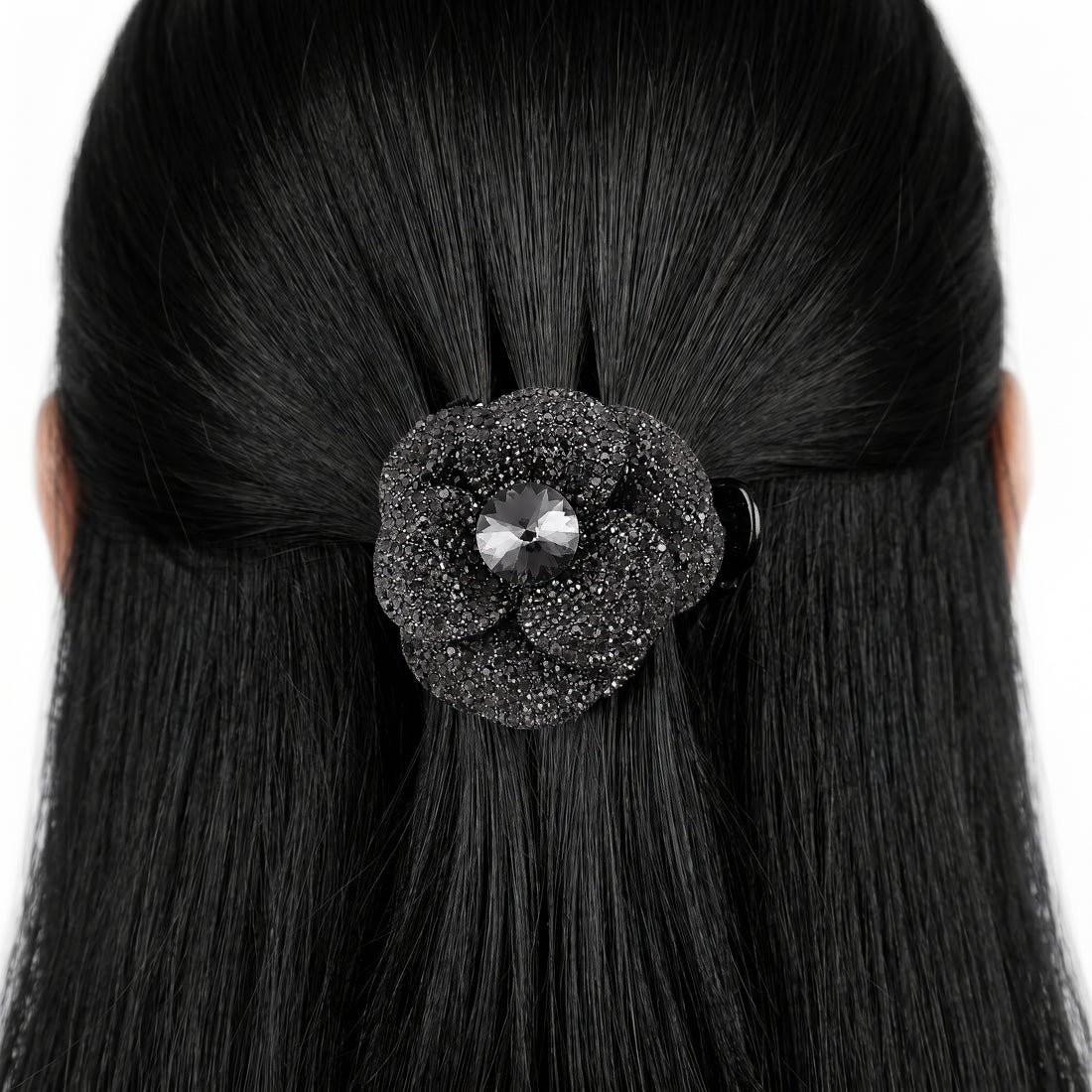 PRAO Hair Claw Clip Crystal Flower
