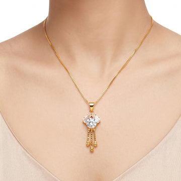 PRAO Necklace Anti-Tarnish Geometric Crystal Tassel