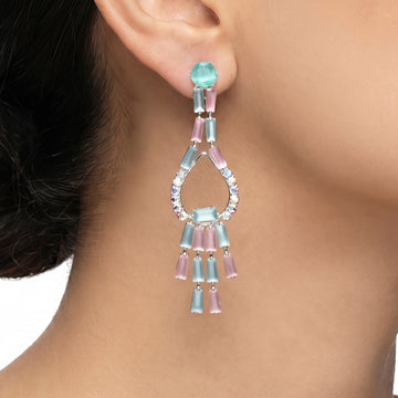 PRAO Earrings Anti-Tarnish Pastel Stone Fringe Drop