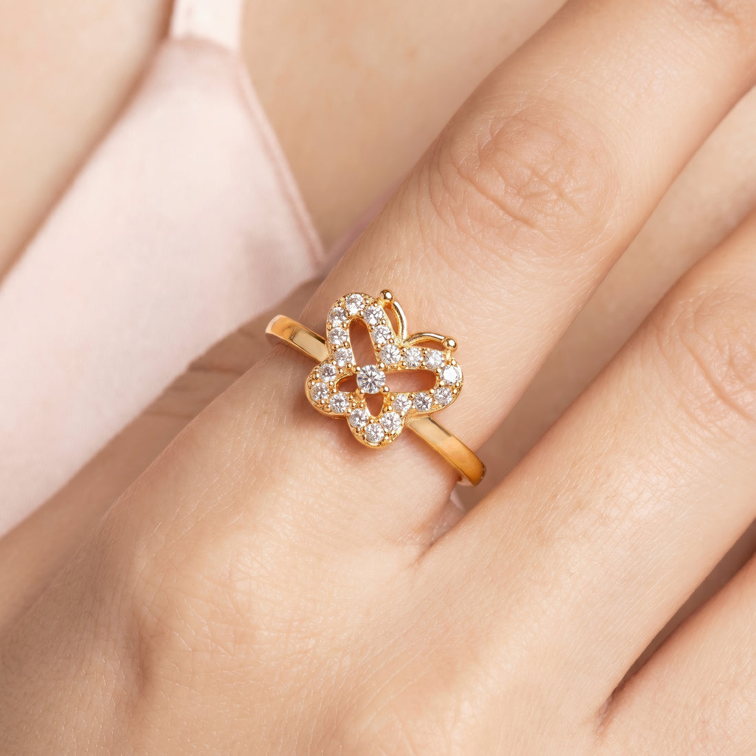 PRAO Ring Anti-Tarnish Butterfly Pavé Stone (Adjustable Size)